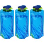 Lot de 3 gourdes pliables pour festival - 700 ml - s - avec bouchon a vis - pour festival, randonne, ...