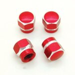 Lot de 4 bouchons de valve en alu pour pneus de v�lo, moto, voiture - ref04 rouge