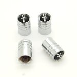 Lot de 4 bouchons de valves chrom�s avec logo r�gionaux croix egyptienne