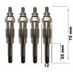 Lot de 4 bougies de pr�chauffage - fiat panda (141 ) 1300 d 04 / 1986>12 / 1992