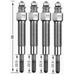 Lot de 4 bougies de pr�chauffage - nissan urvan fourgon (e24) 2. 5 d 12 / 1988>05 / 1997