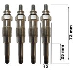 Lot de 4 bougies de pr�chauffage - opel omega a (v87) 2. 3 td (f19, m19, n19) 10 / 1986>08 / 1988