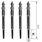 Lot de 4 bougies de pr�chauffage - peugeot boxer fourgon (244) 2. 2 hdi 12 / 2001>06 / 2006