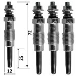 Lot de 4 bougies de pr�chauffage - renault 25 (b29 ) 2. 1 diesel (b296) 04 / 1984>05 / 1989