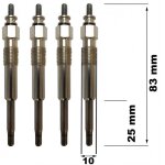 Lot de 4 bougies de prchauffage - renault laguna i grandtour (k56 ) 1. 9 dti (k56j) 10 / 1997>03 / 2001 ...
