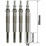 Lot de 4 bougies de pr�chauffage - renault megane i (ba01 ) 1. 9 d eco (ba0a, ba0u, ba0r) 01 / 1996>08 ...