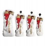 Lot de 4 couvre - ttes de club de golf en bois pu, motif chien blanc