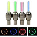 Lot de 4 eclairages led pour roues de v�lo, 4 couleurs, bouchons de valve de pneu de v�lo, eclairage ...