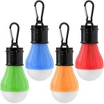 Lot de 4 lampes de camping a mousqueton (rouge bleu vert orange), lampes de camping a led avec crochet, ...