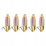 Lot de 5 cuillères de pêche longue distance, appâts moulés dorés, 21 g Lot de 5 cuillères de pêche longue distance, appâts moulés dorés, 21 g