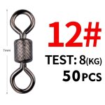 Lot de 50 pivots de pche, roulement a billes, avec mousqueton de scurit, anneaux solides, accessoires ...