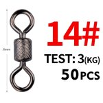 Lot de 50 pivots de pche, roulement a billes, avec mousqueton de scurit, anneaux solides, accessoires ...