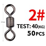 Lot de 50 pivots de pche, roulement a billes, avec mousqueton de scurit, anneaux solides, accessoires ...