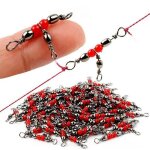 Lot de 50 rouleaux de p�che a 3 voies, baril en laiton, triple pivot, connecteur de roulement, anneau ...