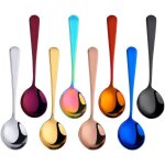 Lot de 8 cuillres a bouillon s en acier inoxydable - pour le dner - couleur arc - en - ciel - couverts ...