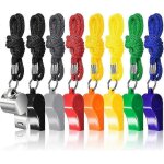 Lot de 8 sifflets d'entra�neur et d'arbitre avec cordon, sifflet de football color� en plastique et acier ...
