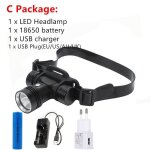 Lumire blanche - lampe frontale de plonge sous - marine a 100 mtres, torche a led, etanche ipx8 18650 ...