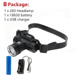 Lumire blanche - lampe frontale de plonge sous - marine a 100 mtres, torche a led, etanche ipx8 18650 ...