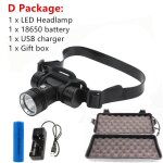 Lumire jaune - lampe frontale de plonge sous - marine a 100 mtres, torche a led, etanche ipx8 18650 ...