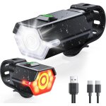 Lumiere velo avec feu d'avertissement lat�ral, 3 + 6 modes eclairage velo avant et arriere rechargeable ...