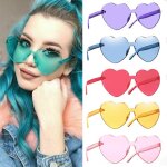 Lunettes de soleil couleur bonbon en forme de c¿ur pour femmes, monture anti - uv sans bords, equipement ... Lunettes de soleil couleur bonbon en forme de c¿ur pour femmes, monture anti - uv sans bords, equipement ...
