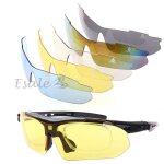 Lunettes de soleil noir protection + 4pcs verre rechange pour sport moto vélo Lunettes de soleil noir protection + 4pcs verre rechange pour sport moto vélo