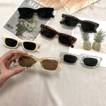 Lunettes de soleil rectangulaires pour femmes, 1 pice, vintage, marque de styliste, rtro, yeux de chat, ...
