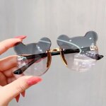 Lunettes de soleil sans bords pour bbs, rtro, mignonnes, en forme d'ours, pour enfants, equitation ...