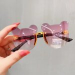Lunettes de soleil sans bords pour bbs, rtro, mignonnes, en forme d'ours, pour enfants, equitation ...