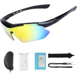 Lunettes de soleil sport cyclisme verres arc - en - ciel, monture noire et rouge[z2813]