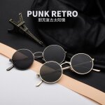 Lunettes de soleil vintage pour hommes et femmes, style rtro punk, monture ronde en mtal, verres colors, ...