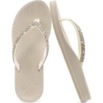 Maas - femmes strass flip flops avec confort arc soutien yoga tapis coussin sandales mode et plage voyage ...