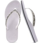 Maas - femmes strass flip flops avec confort arc soutien yoga tapis coussin sandales mode et plage voyage ...