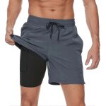 Maillot de bain 2 en 1 pour homme avec doublure de compression, séchage rapide, avec boxer doublé, short ... Maillot de bain 2 en 1 pour homme avec doublure de compression, séchage rapide, avec boxer doublé, short ...