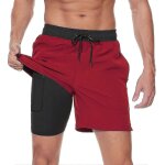 Maillot de bain 2 en 1 pour homme avec doublure de compression, séchage rapide, avec boxer doublé, short ... Maillot de bain 2 en 1 pour homme avec doublure de compression, séchage rapide, avec boxer doublé, short ...