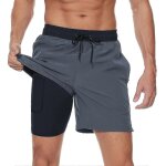 Maillot de bain 2 en 1 pour homme avec doublure de compression, séchage rapide, avec boxer doublé, short ... Maillot de bain 2 en 1 pour homme avec doublure de compression, séchage rapide, avec boxer doublé, short ...
