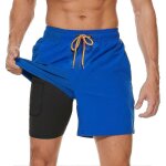 Maillot de bain 2 en 1 pour homme avec doublure de compression, séchage rapide, avec boxer doublé, short ... Maillot de bain 2 en 1 pour homme avec doublure de compression, séchage rapide, avec boxer doublé, short ...