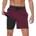 Maillot de bain 2 en 1 pour homme avec doublure de compression, séchage rapide, avec boxer doublé, short ... Maillot de bain 2 en 1 pour homme avec doublure de compression, séchage rapide, avec boxer doublé, short ...