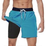 Maillot de bain 2 en 1 pour homme avec doublure de compression, séchage rapide, avec boxer doublé, short ... Maillot de bain 2 en 1 pour homme avec doublure de compression, séchage rapide, avec boxer doublé, short ...