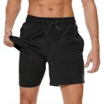 Maillot de bain 2 en 1 pour homme avec doublure de compression, séchage rapide, avec boxer doublé, short ... Maillot de bain 2 en 1 pour homme avec doublure de compression, séchage rapide, avec boxer doublé, short ...