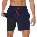 Maillot de bain 2 en 1 pour homme avec doublure de compression, séchage rapide, avec boxer doublé, short ... Maillot de bain 2 en 1 pour homme avec doublure de compression, séchage rapide, avec boxer doublé, short ...