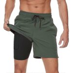 Maillot de bain 2 en 1 pour homme avec doublure de compression, séchage rapide, avec boxer doublé, short ... Maillot de bain 2 en 1 pour homme avec doublure de compression, séchage rapide, avec boxer doublé, short ...