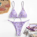 Maillot de bain 2 pièces, ensemble deux pièces, imprimé floral, chic, confortable, a lacets, pour l'été ... Maillot de bain 2 pièces, ensemble deux pièces, imprimé floral, chic, confortable, a lacets, pour l'été ...