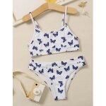 Maillot de bain brésilien pour filles, ensemble deux pièces, taille basse, sans bretelles, imprimé papillon, ... Maillot de bain brésilien pour filles, ensemble deux pièces, taille basse, sans bretelles, imprimé papillon, ...