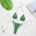 Maillot de bain couleur patchwork populaire, micro soutien - gorge triangle, taille basse, bas, col licou, ...