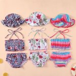 Maillot de bain deux pices pour bb fille, 3 mois a 3 ans, imprim floral ray avec nud papillon, ...