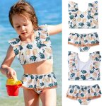 Maillot de bain deux pices pour bbs filles, ensemble bikini, motif floral, dos nu, pour la plage, ...