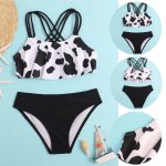 Maillot de bain deux pièces pour filles et adolescentes, dos nu, imprimé floral de vache, vêtements de ... Maillot de bain deux pièces pour filles et adolescentes, dos nu, imprimé floral de vache, vêtements de ...