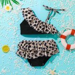Maillot de bain deux pices imprim pour bbs filles, ensemble d't a volants, avec bretelles, pour ...