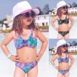 Maillot de bain deux pices imprim de camouflage pour bbs, ensemble deux pices avec nud papillon, ...